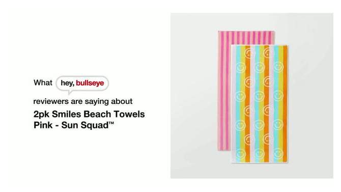 2pk Smiles Beach Towels Pink - Sun Squad&#8482;, 2 of 6, play video