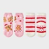 Toddler 2pk Cozy Christmas Gingerbread Cookies Socks - Wondershop™ Pink 2T-3T - 2 of 3