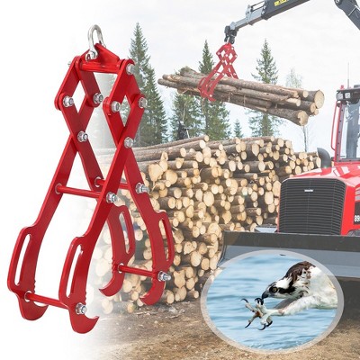 Log Lifting Tongs, Log Tongs with Heavy Duty Steel Claws for Timber, Logging Tongs, Grapple, Log Grapple,Grapple Hook,Red