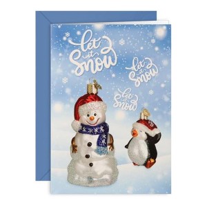 Old World Christmas Ornament Christmas Card, Snowman, 7" x 5" - 1 of 4
