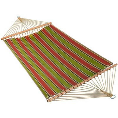 Northlight 82" x 55" Weather Resistant Green and Red Striped 2-Point Double Hammock