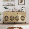 Jojoka Buffet Cabinet with Storage,62''Large Buffet Table with 3 Drawers and 4 Fluted Glass Doors - 4 of 4