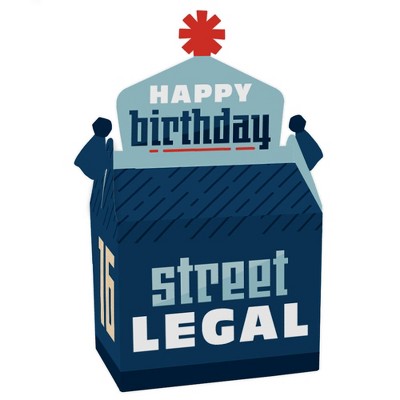 Big Dot of Happiness Boy 16th Birthday - Treat Box Party Favors - Sweet Sixteen Birthday Party Goodie Gable Boxes - Set of 12