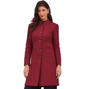 INSPIRE CHIC Women's Winter Single Breasted Stand Collar Mid-Long Commuting Wear Overcoat - 1 of 4