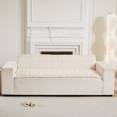 Acoinel Tufted Plush Sofa Cover with Non-Slip Backing for Pet,White