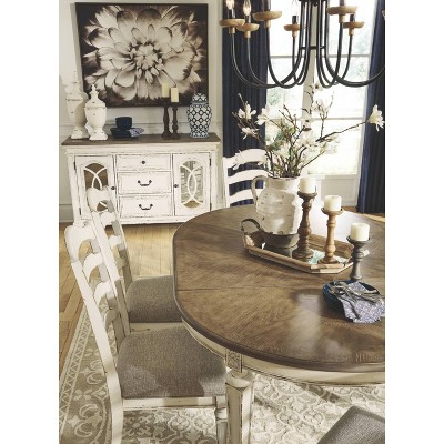 Realyn Oval Extendable Brown and White Wood Dining Table