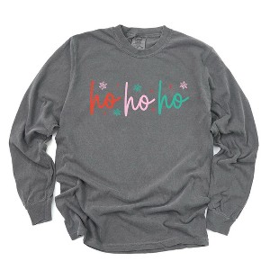 Simply Sage Market Women's Ho Ho Ho Colorful Long Sleeve Garment Dyed Tee - 1 of 4