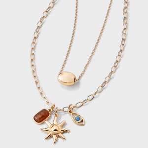 Multi-Strand Sun Charm Necklace - Universal Thread™ Gold/Blue : Target