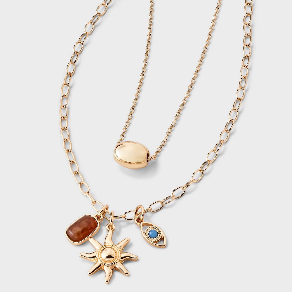 Multi-Strand Sun Charm Necklace - Universal Thread™ Gold/Blue