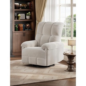 Oversized Swivel Rocker Recliner Chair, Overstuffed Chenille Upholstery, Padded Armrests, Infinite Recline, 350 lb Capacity, for Living Room - 1 of 4
