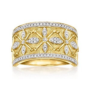 Ross-Simons 0.25 ct. t.w. Diamond Etruscan-Style Ring in 18kt Gold Over Sterling - 1 of 4