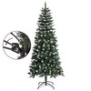 vidaXL Artificial Christmas Tree - 59.1" Green and White PVC - Winter-Themed Decor with Cones, Snow and Glitter - Sturdy Steel Stand Included - 3 of 4