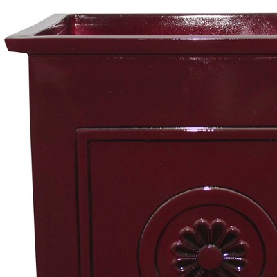 Colony Square 16" Oxblood Resin & Ceramic Outdoor Planter