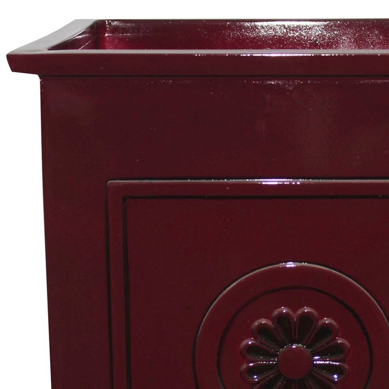 Southern Patio Colony 16 Inch Square Resin Ceramic Indoor Outdoor Garden Box Planter Pot for Flowers, Herbs, Vegetables, and Plants, Oxblood Red, 3 of 8
