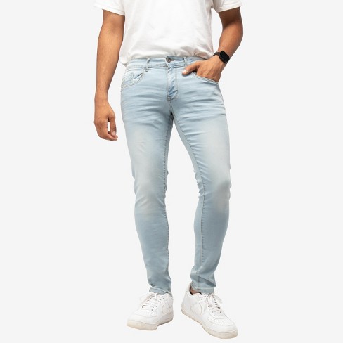Cultura Men's Silicon Stretch Washed Denim Flex Slim Look Tapered Leg Pants In Light Blue Size 34x32 : Target