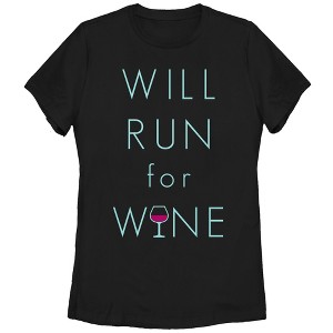 Women's CHIN UP Will Run For Wine Glass T-Shirt - 1 of 3