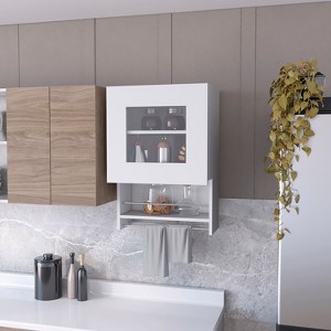 Gulches Modern Kitchen Wall Cabinet, Spice and Towel Rack, Glass Door, White, 18.5" W x 7.2" D - 1 of 4