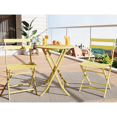 Whizmax 3-Piece Outdoor Bistro Set - Folding Table and 2 Chairs, Metal Patio Furniture for Porch, Garden, Balcony, Poolside
