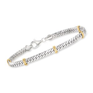 Ross-Simons Sterling Silver and 14kt Yellow Gold Cuban-Link Bracelet - 1 of 4