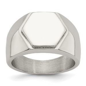 Black Bow Jewelry Men's 12.5mm Polished Stainless Steel Tapered Signet Ring - 1 of 4