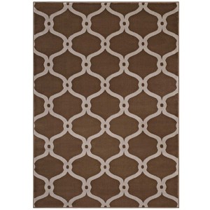 Modway Beltara Chain Link Transitional Trellis 8x10 Area Rug - Dark Tan and Beige,  100% Soft Heat-Set Polypropylene ,  Tight Low Pile Weave - 1 of 4