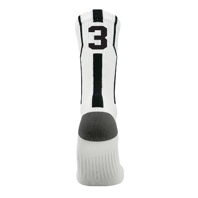 Mk Socks Player ID Jersey Number SINGLE Crew Sock - White, Black