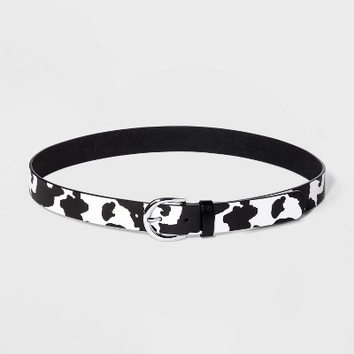 black and white cowhide belt