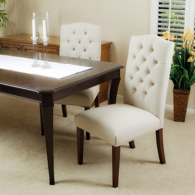 Set of 2 Fabric Upholstered Harriet KD Tufted Dining Chair with Fabric and Rubber Wood-Christopher Knight Home