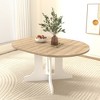 JUJABU Dining Table for Farmhouse Kitchen 59x43 Inch Expandable Oval Table Top with Removable Leaf Trestle X Shaped Base White - 2 of 4