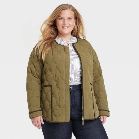 Women's Long Sleeve Quilted Jacket - Knox Rose™ Olive Green Xxl : Target