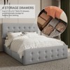 Bed Frame with Adjustable Headboard, Upholstered Button Tufted Platform Bed Frame with 4 Storage Drawers, No Box Spring Needed - 4 of 4