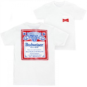 Adult Budweiser Vintage Label Front and Back Pocket T-Shirt - 1 of 4