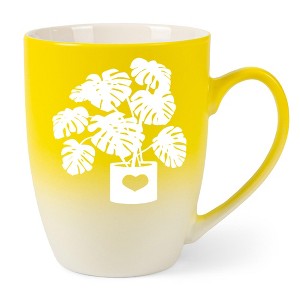 Elanze Designs Botanical Foliage Nature Coffee Cup Mug 12 Ounce Ceramic With Ombre Gradient Elegant Minimalist Monstera in Heart Planter Silhouette - 1 of 4