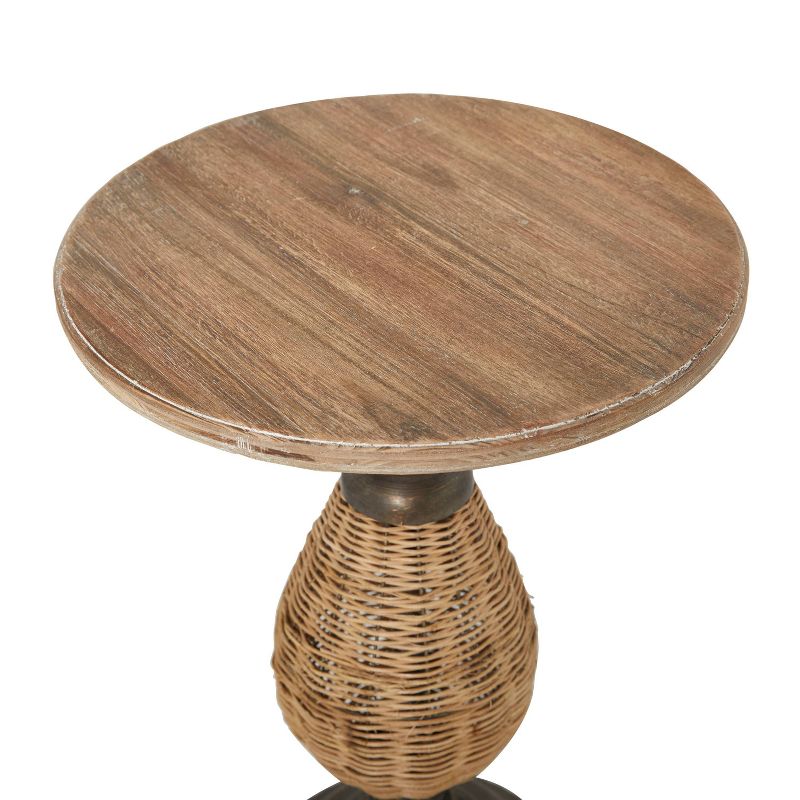 Farmhouse Metal Woven Pedestal Accent Table Brown - Olivia &#38; May, 6 of 9