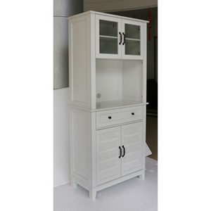 72"H Storage Cabinet with 2 Glass Doors & 2 Wooden Doors, Freestanding Kitchen Pantry Organizer with Drawer & Adjustable Shelves, Bathroom Cabinet - 1 of 1