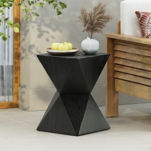 Wooakway Concrete Outdoor Side Table with Symmetric Design, Weather-Resistant Accent for Patio, Garden, or Balcony - 1 of 4