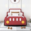 NicBex Twin Car-Shaped Platform Bed Frame with Wheels,Platform Bed with Headboard,Solid Wood Slats Support,No Box Spring Needed,Easy Assembly,Red/Blue - 2 of 4