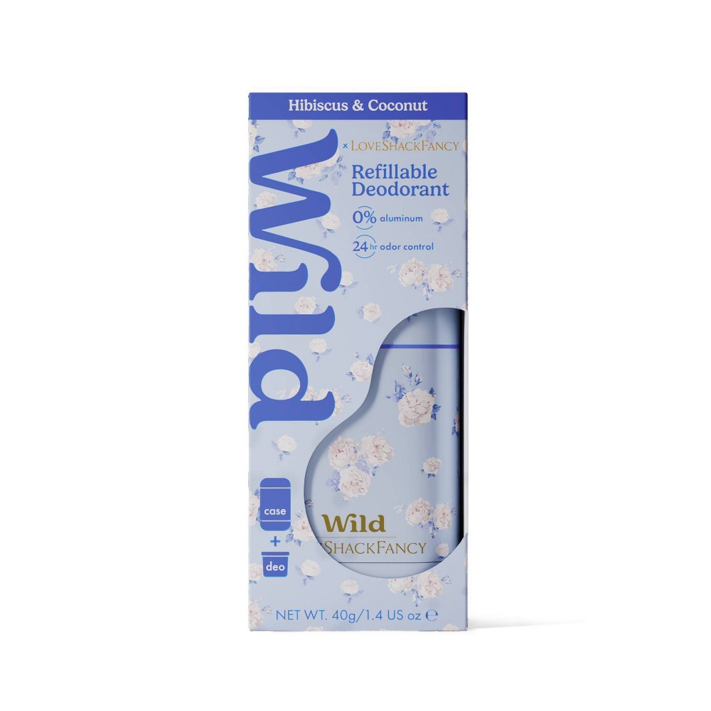 LoveShackFancy x Target - Wild Cosmetics Everblooming Rosettes Refillable Deodorant - Hibiscus & Coconut - 1.4oz - Whisper Blue