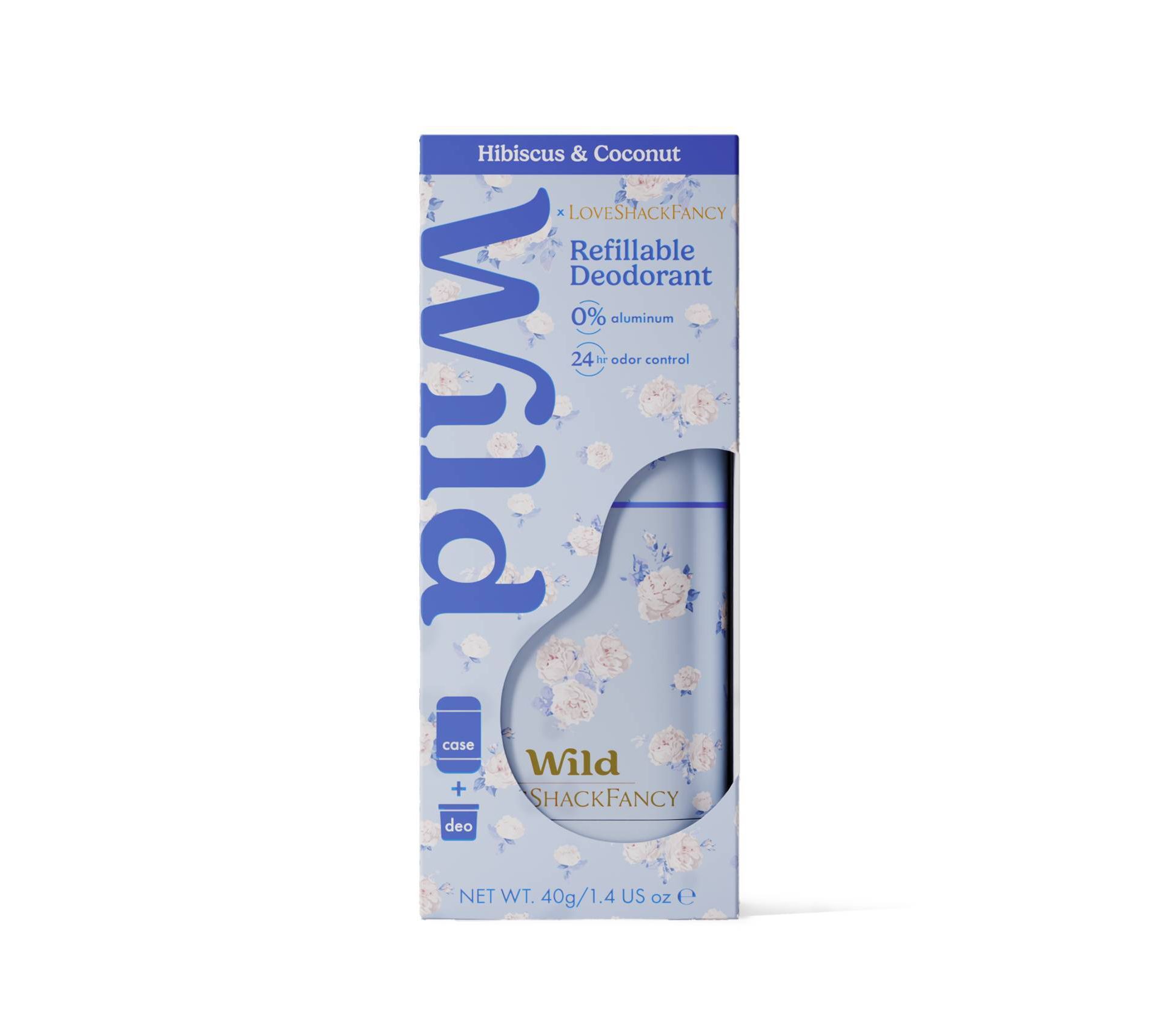 LoveShackFancy x Target - Wild Cosmetics Everblooming Rosettes Refillable Deodorant - Hibiscus & Coconut - 1.4oz - Whisper Blue