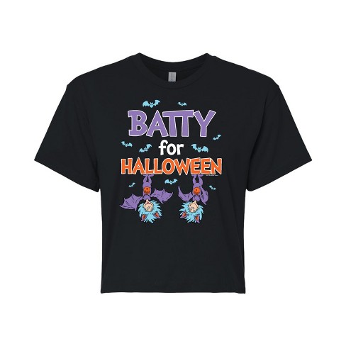 Women's - Dr. Seuss - Batty For Halloween Thing 1 and Thing 2 Cropped Graphic T-Shirt - image 1 of 4