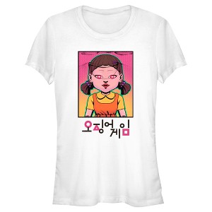 Juniors Womens Squid Game Neon Doll T-Shirt - 1 of 4