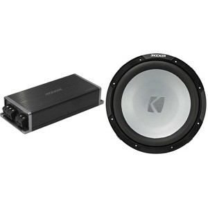 Kicker Marine KPX500.1 Powersports Amp & 12" Free Air 4 Ohm Subwoofer Audio Upgrade - 1 of 4