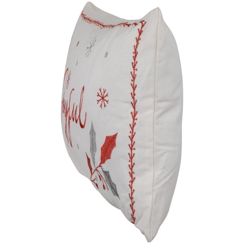 Northlight 19" Red and White Embroidered "Joyful" Rectangular Christmas Throw Pillow, 3 of 7