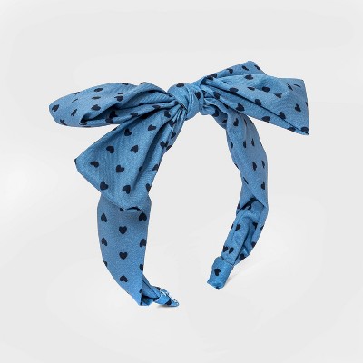 Girls' Denim Polka Dot Bow Headband - Cat & Jack™ Blue