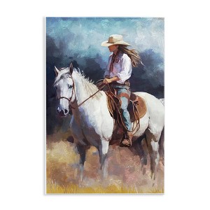 Stupell Industries Cowgirl on White Stallion Wall Plaque Art - 1 of 4