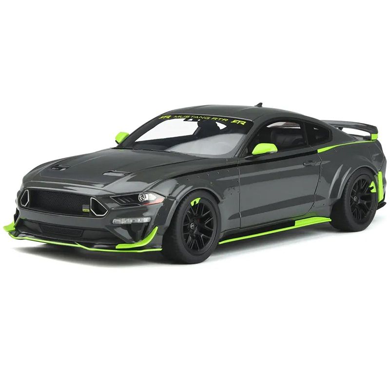 Ford Mustang RTR Spec 5 Gray with Black and Green Stripes "10th Anniversary" 1/18 Model Car by GT Spirit, 1 of 7