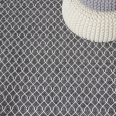 Black and White Handwoven Wool Kilim Area Rug, 6' x 9'