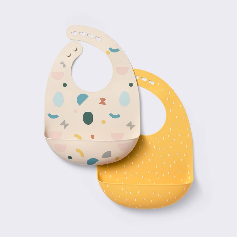 Silicone Bibs - 2pk - Shapes/Yellow - Cloud Island&#8482;, 1 of 6