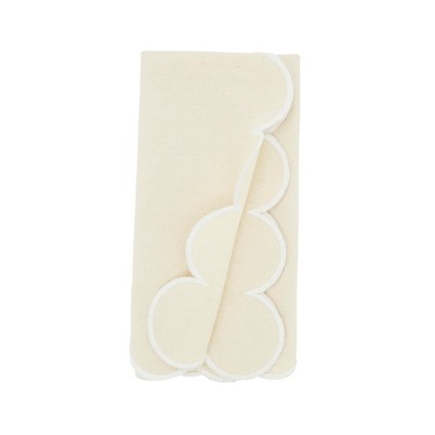 Natural Cotton Scalloped Hem Napkin Set of 4