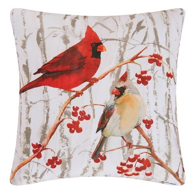 C&F Home 18" x 18" Paired Winter Cardinals in Woods Premium Indoor/Outdoor Christmas Accent Throw Pillow